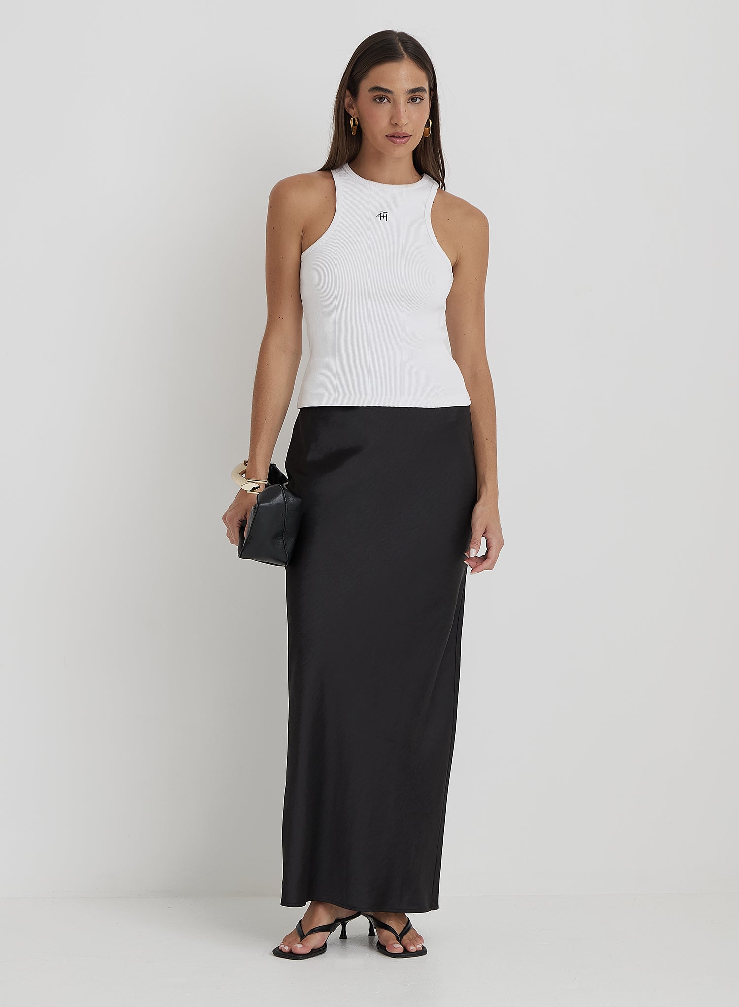 Black Satin Maxi Skirt